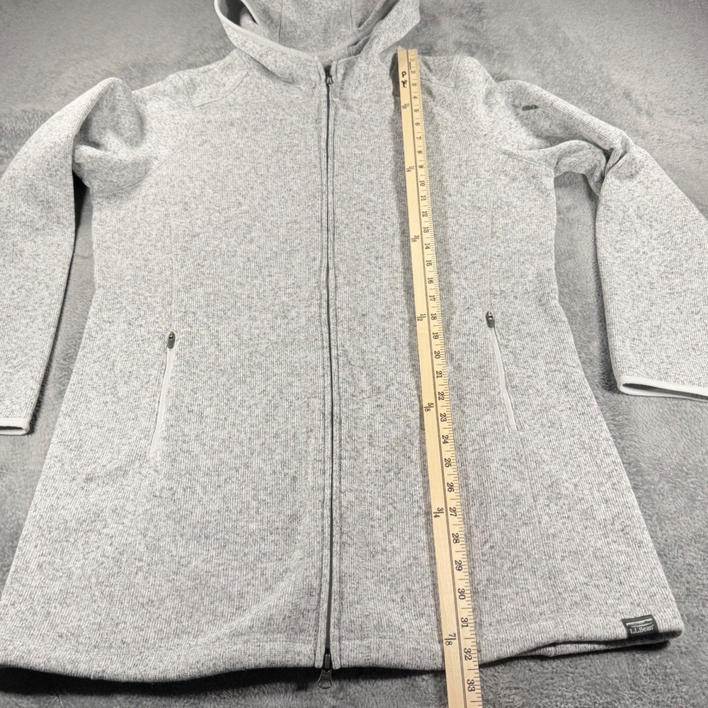 LL Bean Womens XL Sweater Fleece Full Zip Hoodie Light Gray Heather - Picture 7 of 9